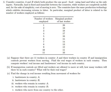 Solved Consider Countries A And B Which Both Produce The One Good Food Using Land And Labor As