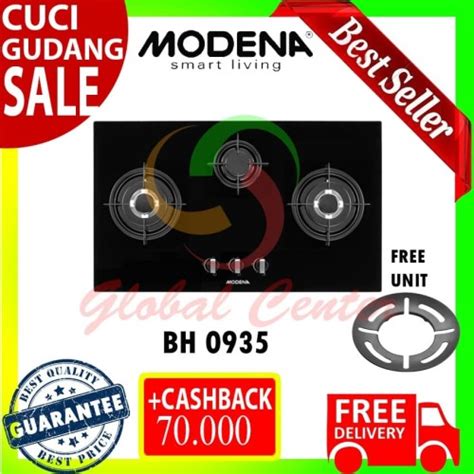 Jual Modena Kompor Tanam BuiltIn Hob Gas 90 Cm 3 Tungku Bh 0935