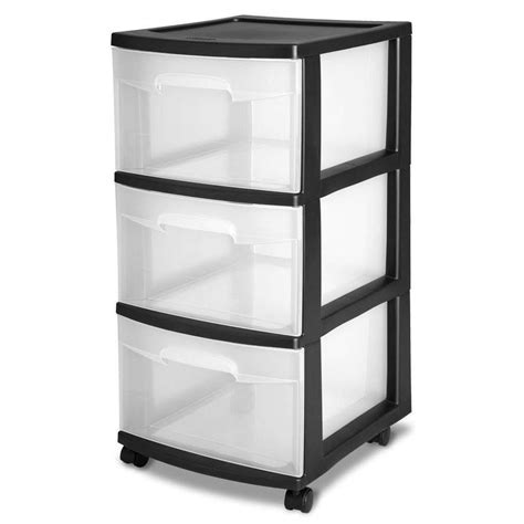 Sterilite 3 Drawer Storage Cart With Clear Drawers And Black Frame 6