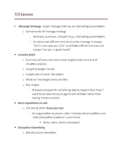 message strategy lecture notes   lecture message strategy