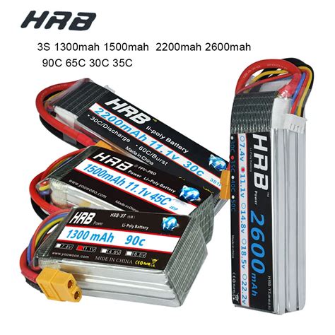 HRB RC Lipo Battery 3S 11 1V 1500mah 1300mah 2200mah 2600mah 90C 45C