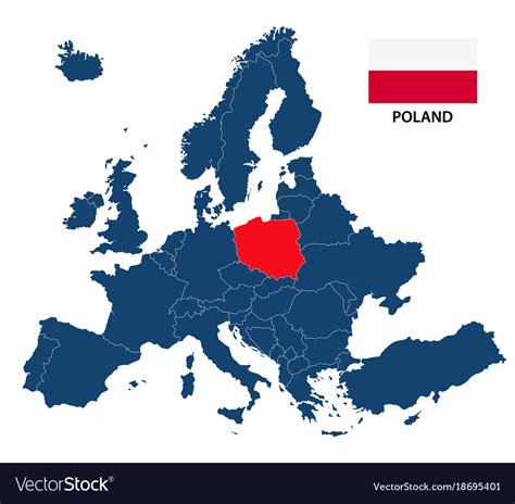 Map Of Europe With Highlighted Poland Royalty Free Vector