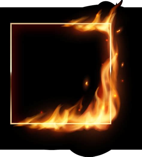 Premium Vector Square Frames In Fire Vector Burning Borders With