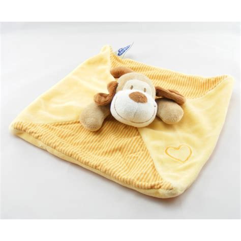 Doudou Plat Chien Jaune Ray Coeur Mots D Enfants