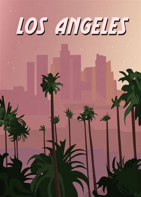 Los Angeles Travel Poster Poster By Olivia Displate Vintage Los