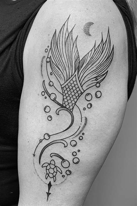 Tattoo Uploaded By Erin Manning • Mermaid Tail Linework • 890019 • Tattoodo Vintage Mermaid