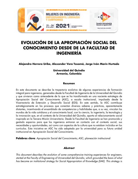 Pdf EvoluciÓn De La ApropiaciÓn Social Del Conocimiento Desde De La