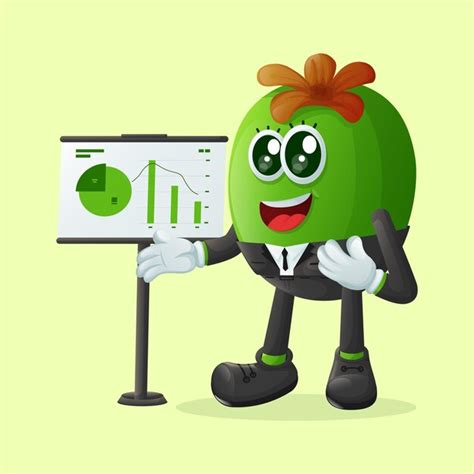 Premium Vector Cute Feijoa Character Presenting Financial Reports