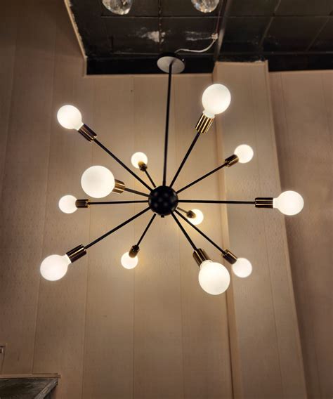 Sputnik 12 Modern Black Chandelier Butt Lights