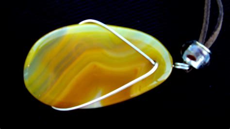 Yellow Agate Pendant Wire Wrapped On Luulla