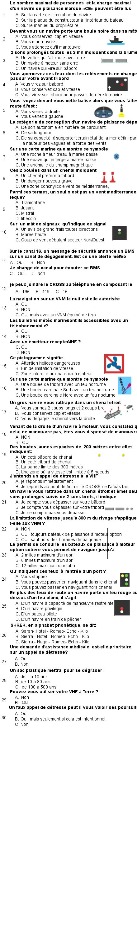 Test Permis Bateau Cotier N6 Gratuit QCM 40 Questions