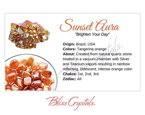 Sunset Aura Crystal Information Card Double Sided Hc90 Etsy