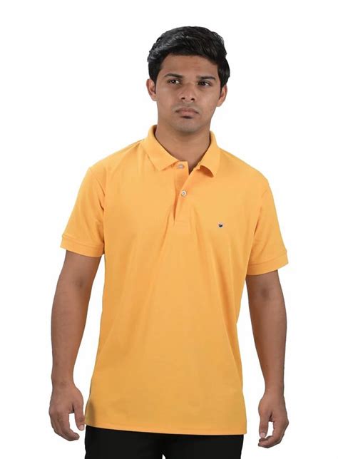 Efyne Mens Half Sleeve Collared Side Open Casual Polo Tshirt Golden Yellow At Rs 499 Half