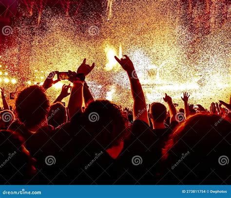 Concert Crowd at Rock Concert Stock Photo - Image of audience, group ...