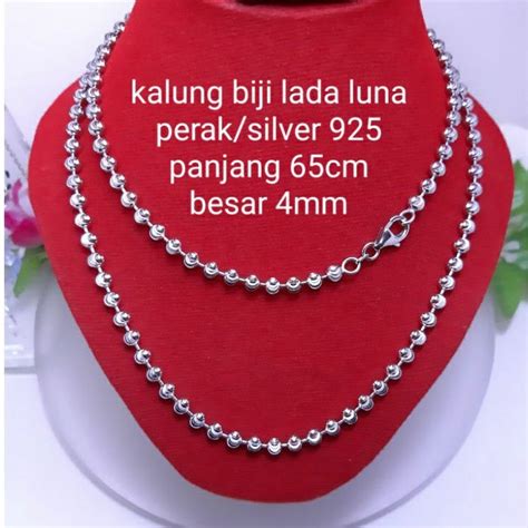 Jual Kalung Biji Lada Ukir Perak Silver Model Luna Panjang Cm