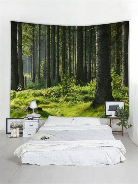 Green Forest Wall Hanging Art Tapestry Proyectos