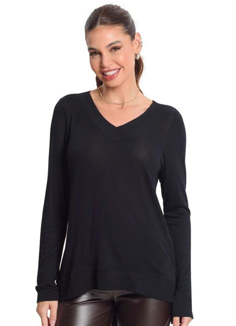 Blusa Manga Longa Feminina Preto Rovitex