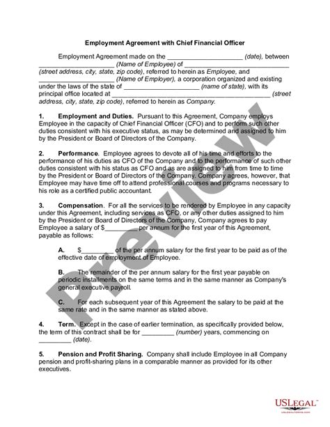 South Dakota Employment Agreement With Chief Financial Officer