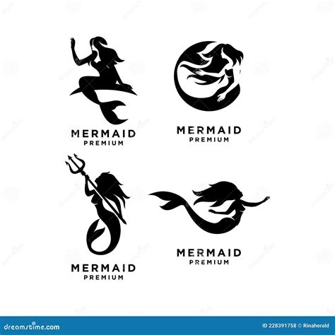 Set Collection Of Mermaid Logo Icon Design Illustration Stock