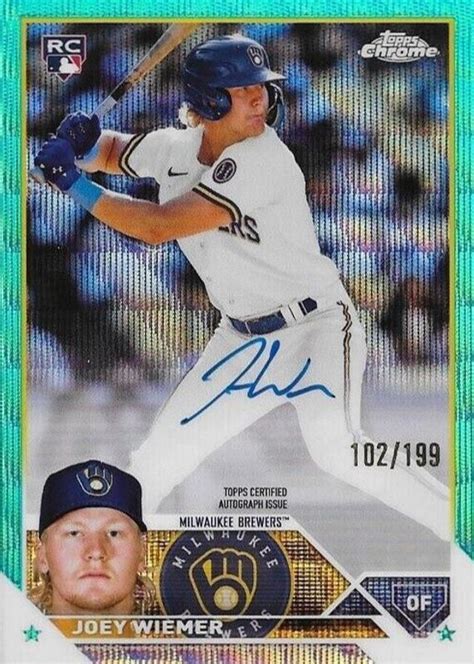 Joey Wiemer Topps Chrome Ra Jw Rookie Autographs Aqua Wave