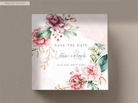 Premium Psd Handdrawn Watercolor Floral Wedding Invitation Card