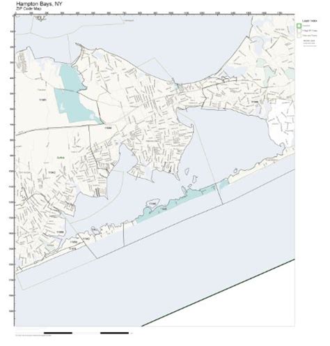 Zip Code Wall Map Of Hampton Bays Ny Zip Code Map Not Laminated Wantitall