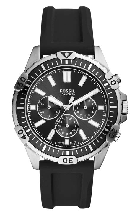 Fossil Garrett Chronograph Silicone Strap Watch 44mm Nordstrom Mens Chronograph Watches