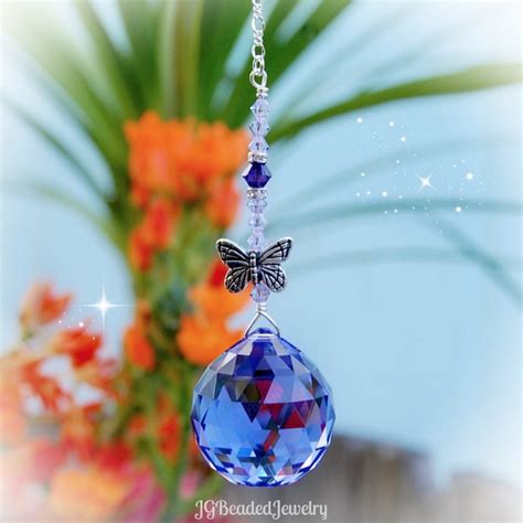 Purple Butterfly Swarovski Crystal Suncatcher Prism JGBeads