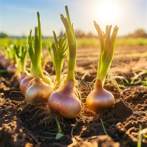 Fresh Onions In The Field Growing Vegetables Generative Ai Premium Ai