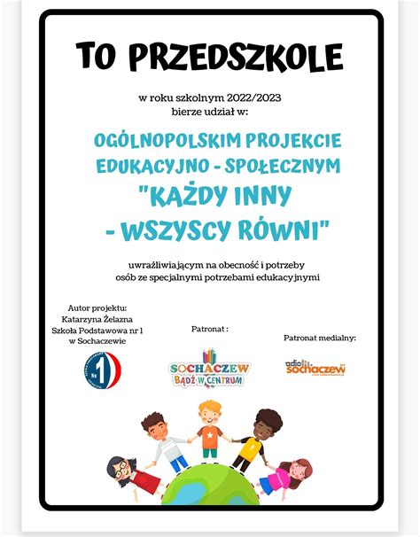 Projekt Edukacyjny Ka Dy Inny Wszyscy R Wni Przedszkole Nr