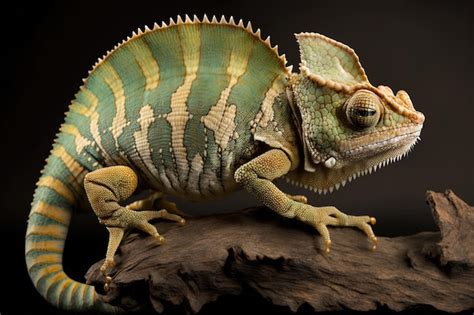 Premium AI Image | Jackson's horned chameleon seen from the side