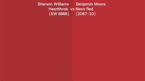 Sherwin Williams Heartthrob Sw 6866 Vs Benjamin Moore Neon Red 2087 10 Side By Side Comparison