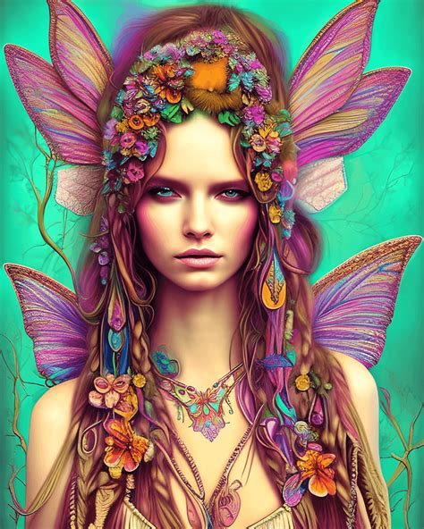 Hippie Fairy Digitale Kunstposter Creative Fabrica