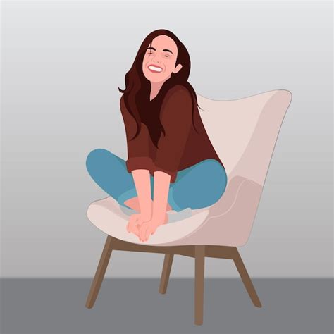 Smiley Femme Sur Chaise Illustration Vectorielle Premium Vecteur Premium