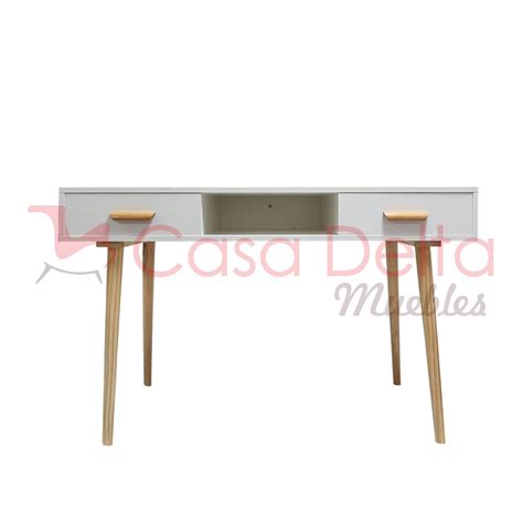 Escritorio Blanco Con Patas Madera Casa Delta Muebles