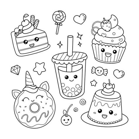 Cute Kawaii Food Coloring Pages Sketch Coloring Page