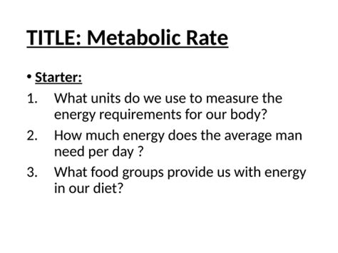 Metabolism | Teaching Resources