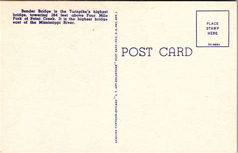 Bender Bridge Memorial Tunnel Turnpike West Virginia Postcard United