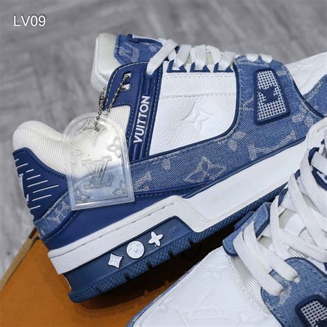 Gi Y Louis Vuitton Lv Trainer Monogram Denim White Blue Si U C P Cop