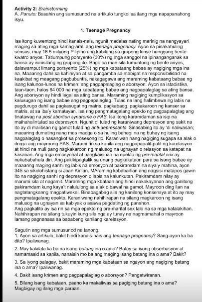 Patulong Po Kailangan Ko Na Po Bukas At Pls Po Honest Na Answer Po