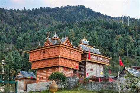 Ancient Bhima Kali Hindu Temple With Mountain Landscape At Sarahan