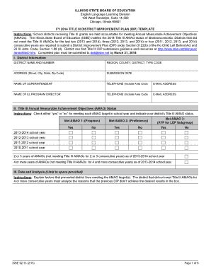 Fillable Online Isbe Fy Title Iii District Improvement Plan