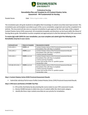 Remediation Template For Rn Community Health Nursing Professional