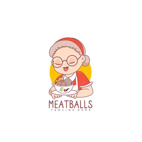 Premium Vector | Bakso sapi mascot logo with indonesian grandma holding ...