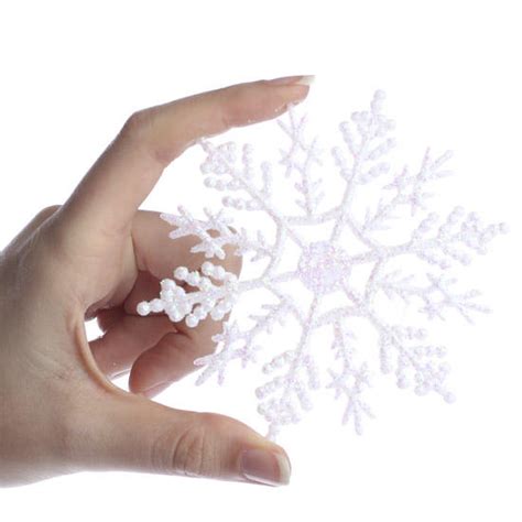 White Iridescent Glittered Snowflake Ornaments Snow Snowflakes