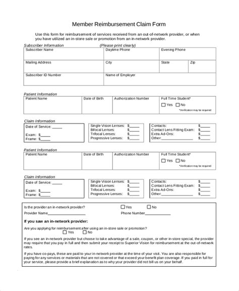 Humana Reimbursement Claim Forms Printable