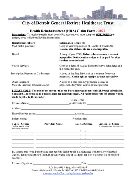 Fillable Online Health Reimbursement HRA Claim Form 2022 Fax Email