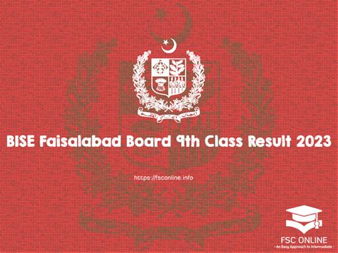 Bise Faisalabad Board 9th Class 1st Annual Exam Result 2023