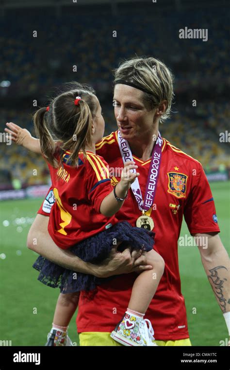 Fernando Torres And Daughter Spain V Italy Euro 2012 Olympic Stadium Kiev Ukraine 01 July 2012