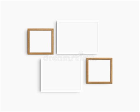 Gallery Wall Mockup Set Cherry Wood And White Frames Clean Modern